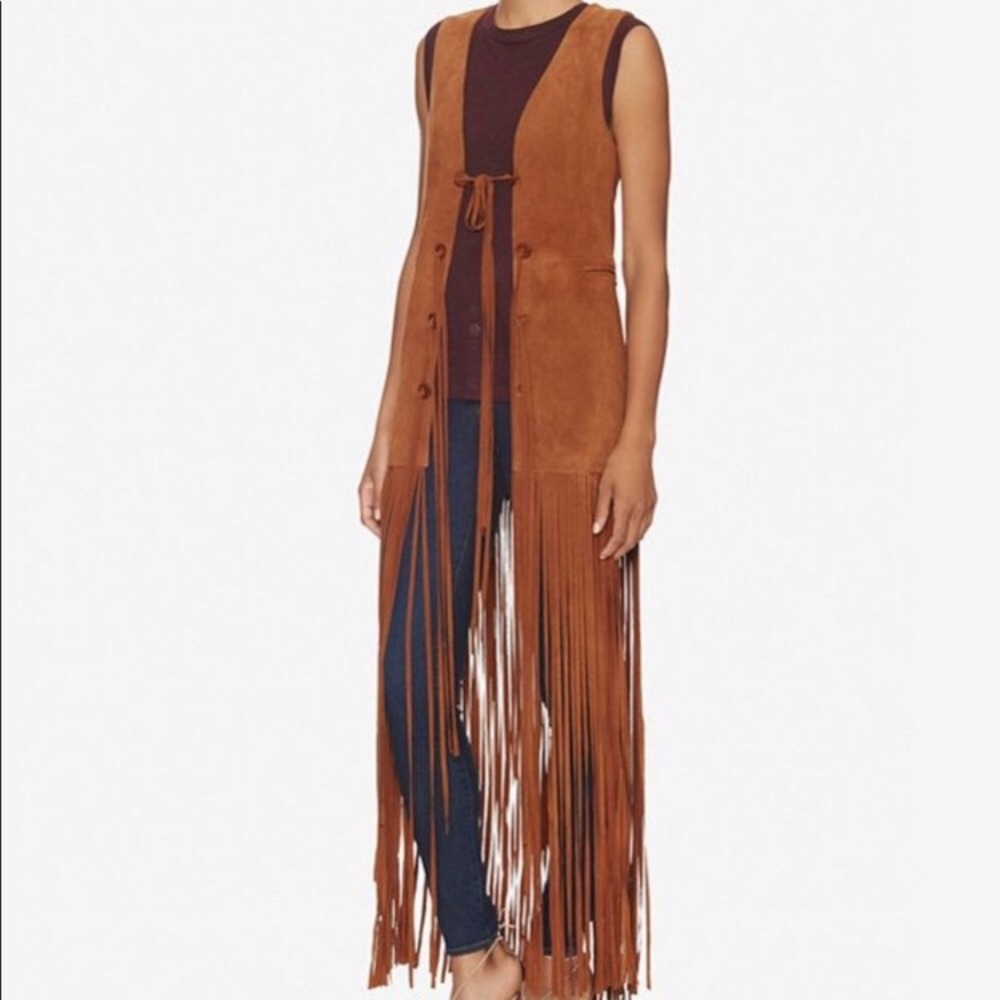 INTERMIX FRINGED SUEDE VEST